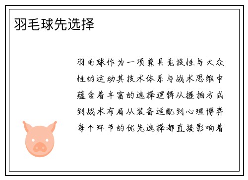 羽毛球先选择